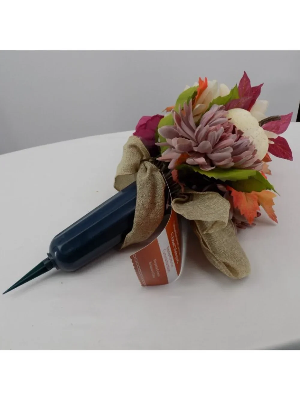 Graveyard Memorial Fall Flowers Medium Cone Remembrance Burgundy Cream Pumpkin